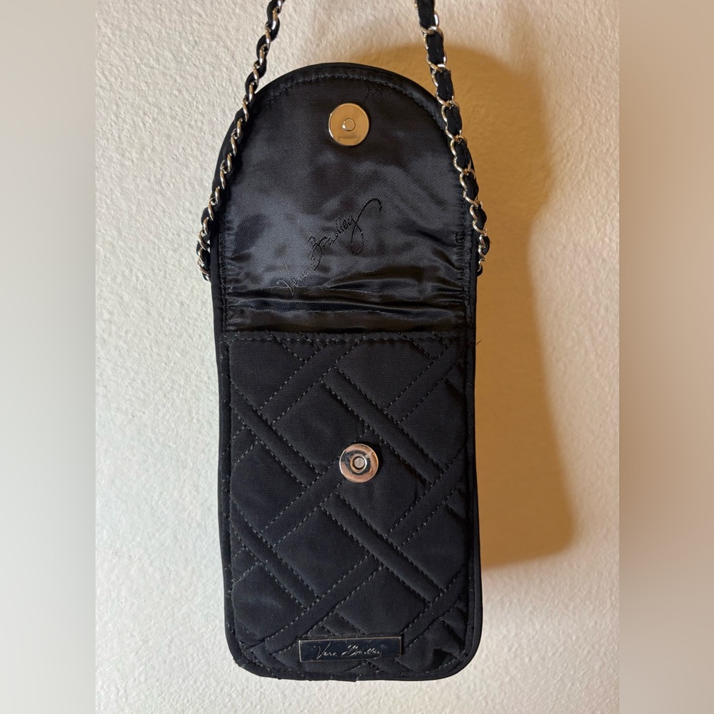 Vintage Vera Bradley Quilted Crossbody Phone Case Card Holder Black - Picture 4 of 10